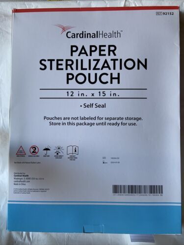 Pouches Sterilization Ethylene Oxide (EO) Gas / Steam 12 X 15 Inch Transparent / White Self Seal Paper / Film (100/BX 4BX/CS) by Cardinal  ID 92152